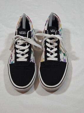 Vans Old Skool colorful rainbow checkerboard pattern Size 9 Womens